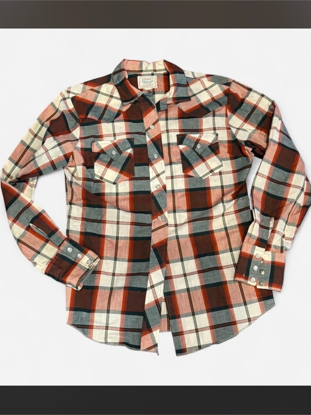 H Bar C California Ranchwear Vintage Plaid Snap Western Shirt Mens Medium